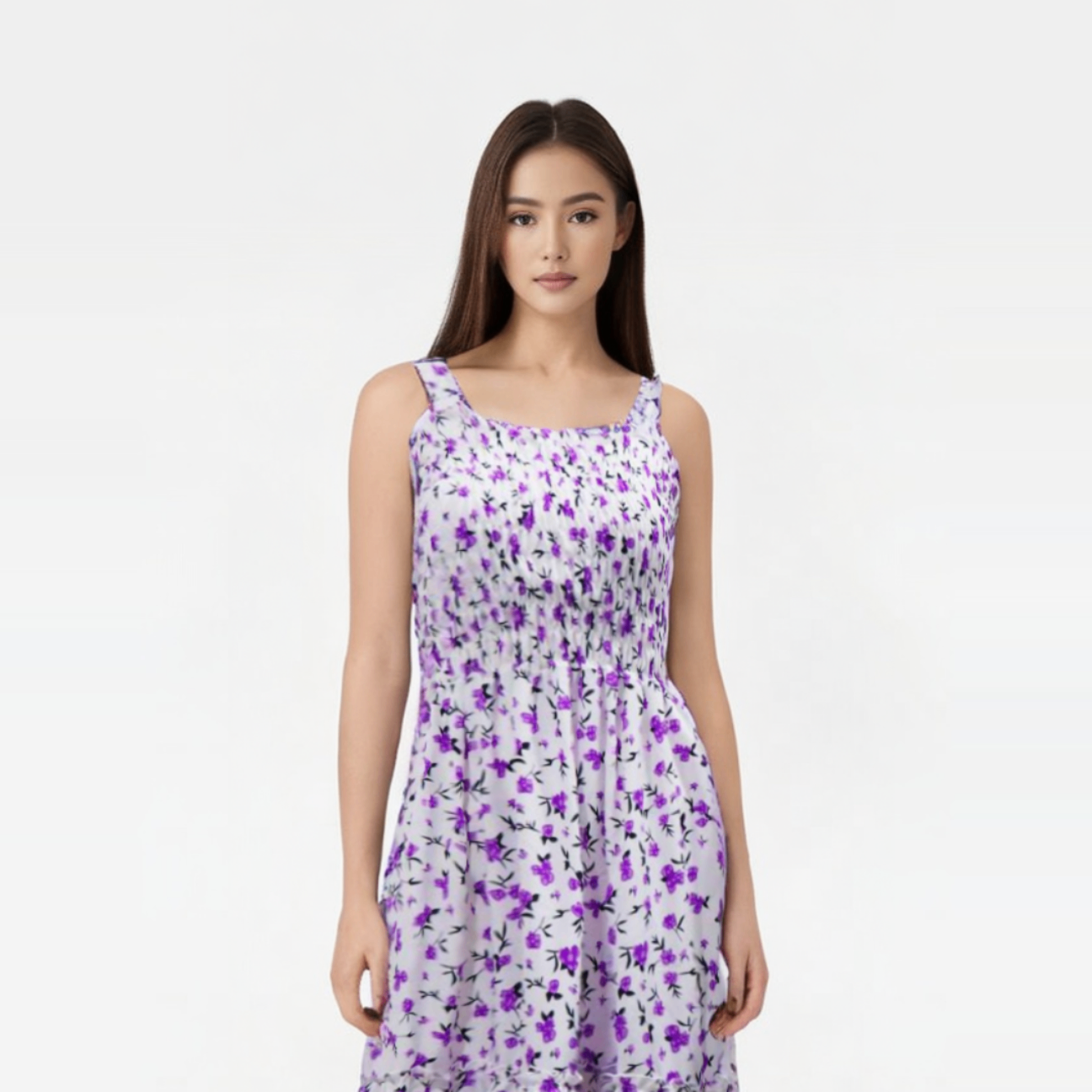 Smocked floral design dress