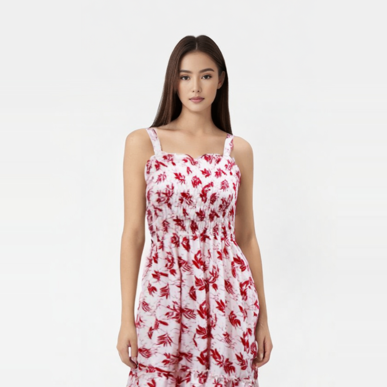 Smocked floral design dress
