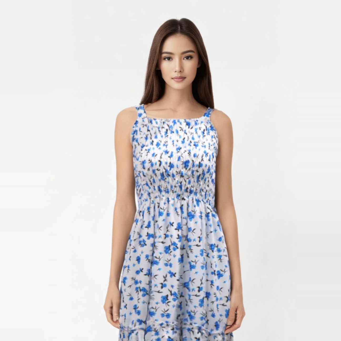 Smocked floral design dress