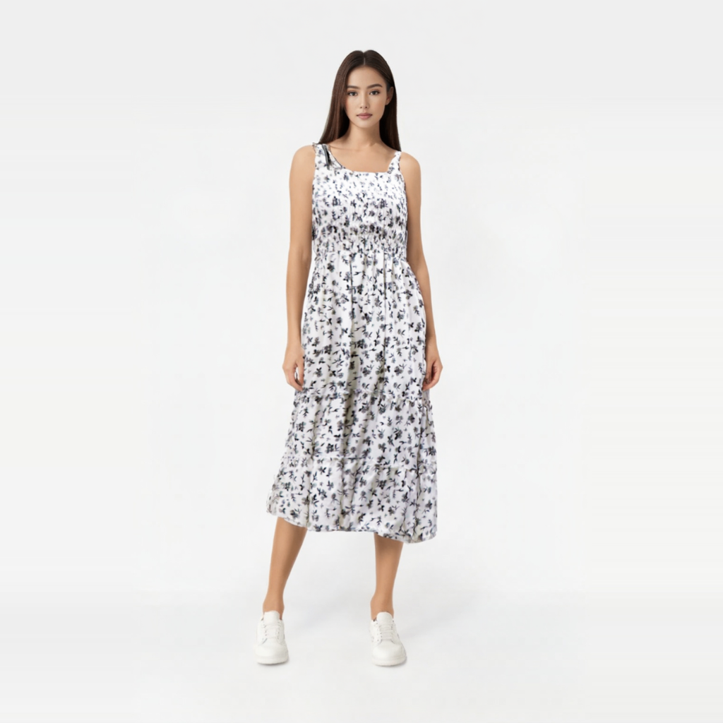Smocked floral design dress
