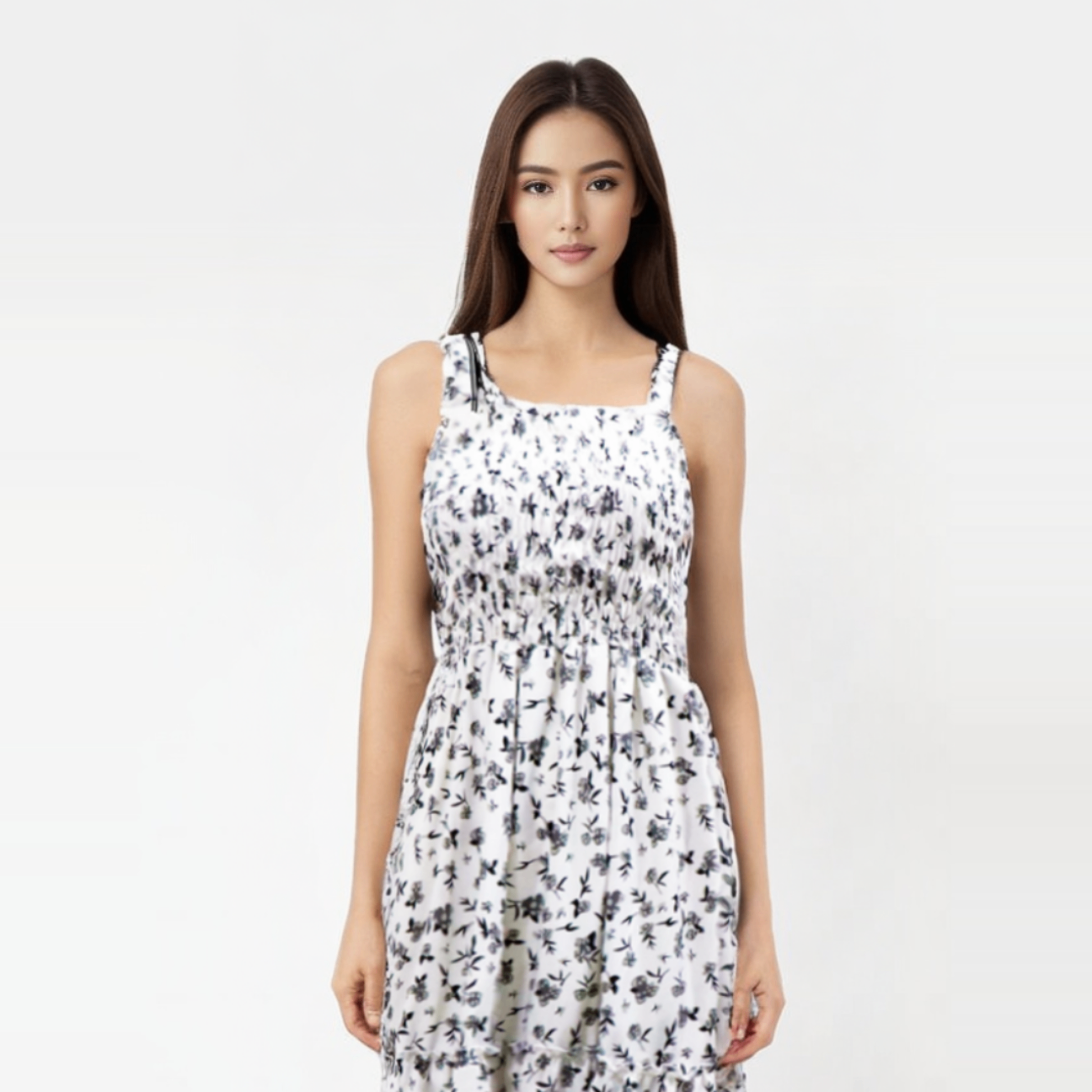 Smocked floral design dress